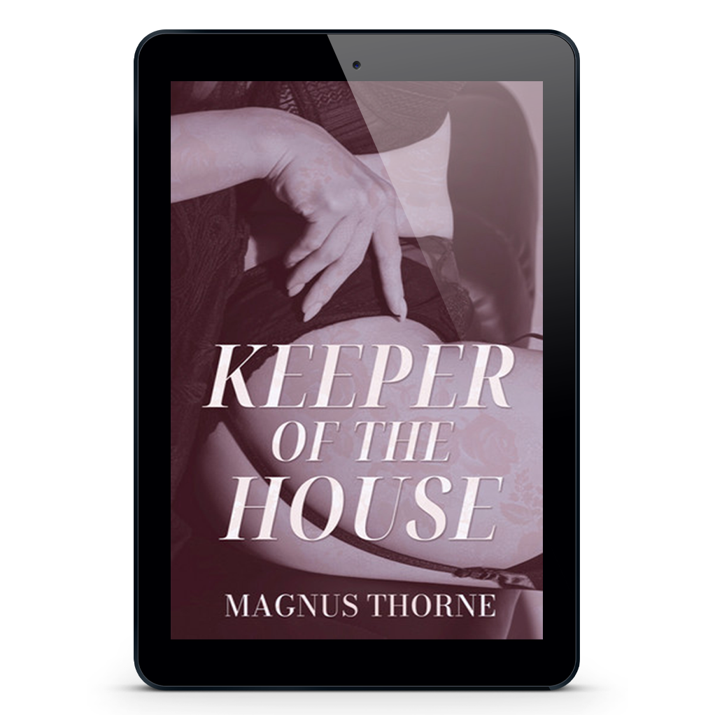An eReader tablet featuring the book cover of Keeper of the House by Magnus Thorne